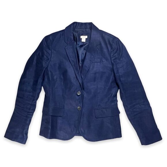 EUC✨J Crew 100% Linen Navy Blue Blazer 4 - Picture 1 of 8